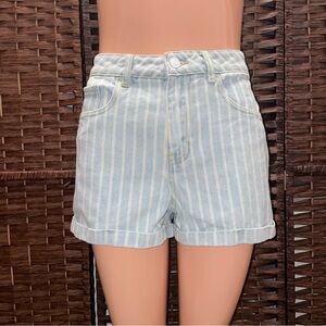 PacSun Light Blue Striped Jean Shorts, Size 27.